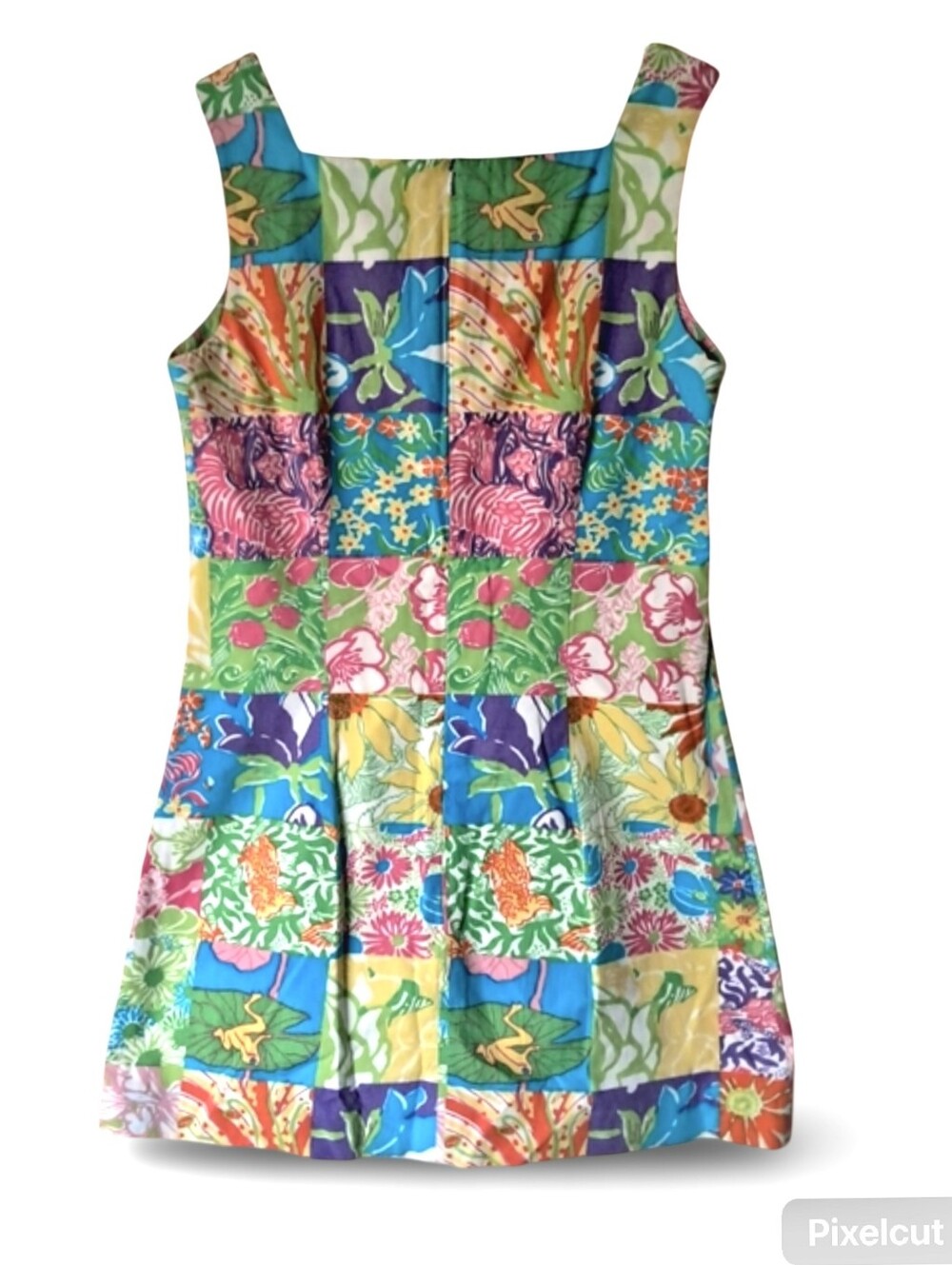 Lilly Pulitzer Vibrant Floral Patchwork Dress White Label 100% Cotton Beauty!